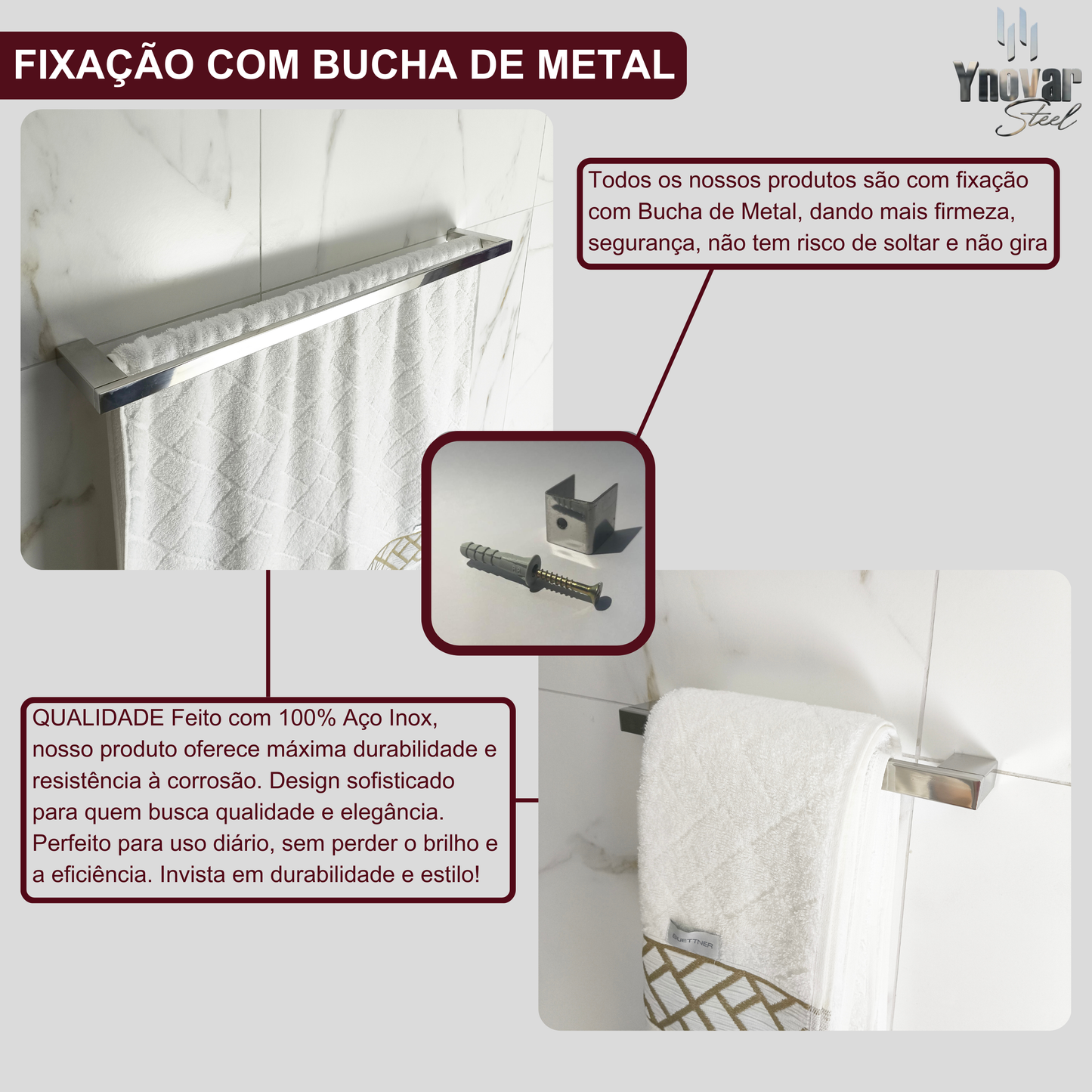 Toalheiro Duplo 80cm Aço Inox Ipanema ITD-80