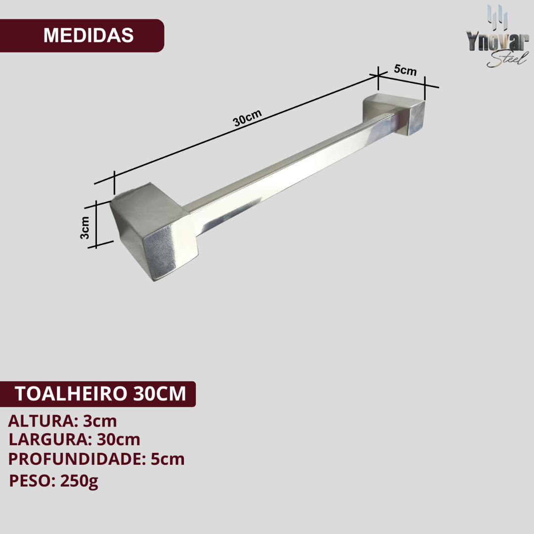 Toalheiro 30cm Aço Inox Linha Ynovare Premium YT-30