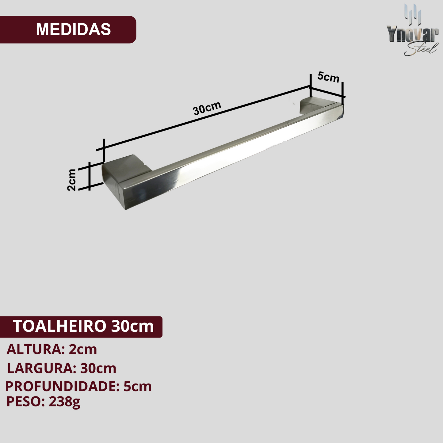 Toalheiro 30cm Aço Inox Linha Ipanema IT-30