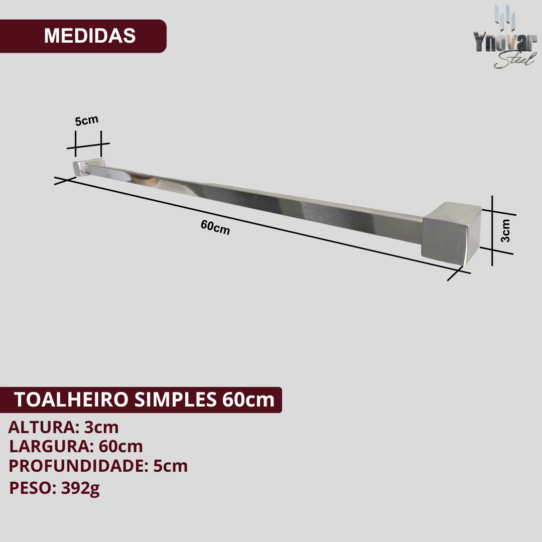 Toalheiro 60cm Aço Inox Ynovare Premium YT-60