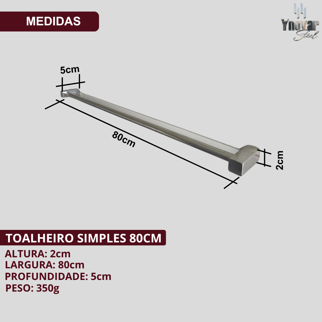 Toalheiro 80cm Aço Inox Linha Leblon LT-80