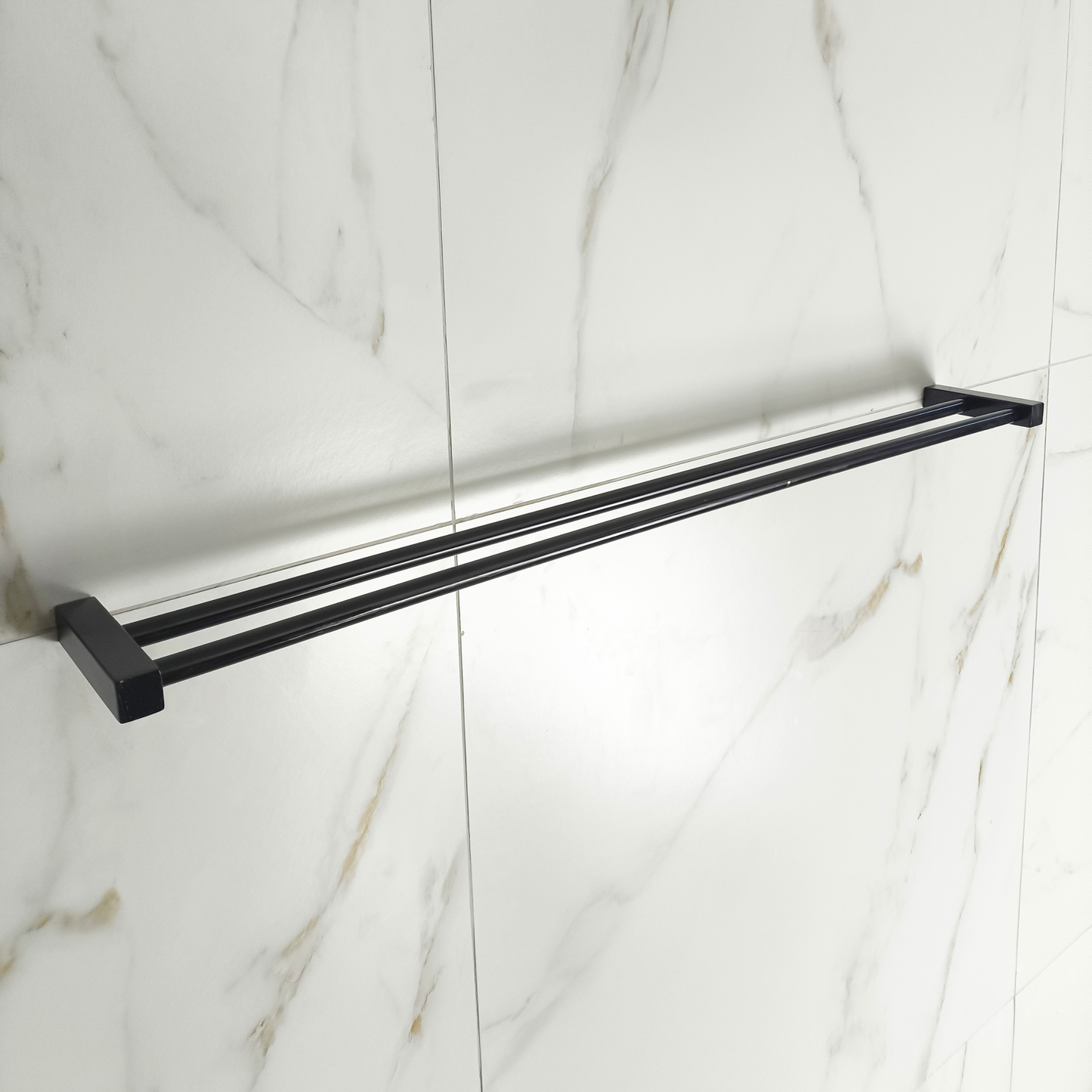 Toalheiro Duplo 60cm Aço Inox Leblon Preto Fosco LTDPF-60