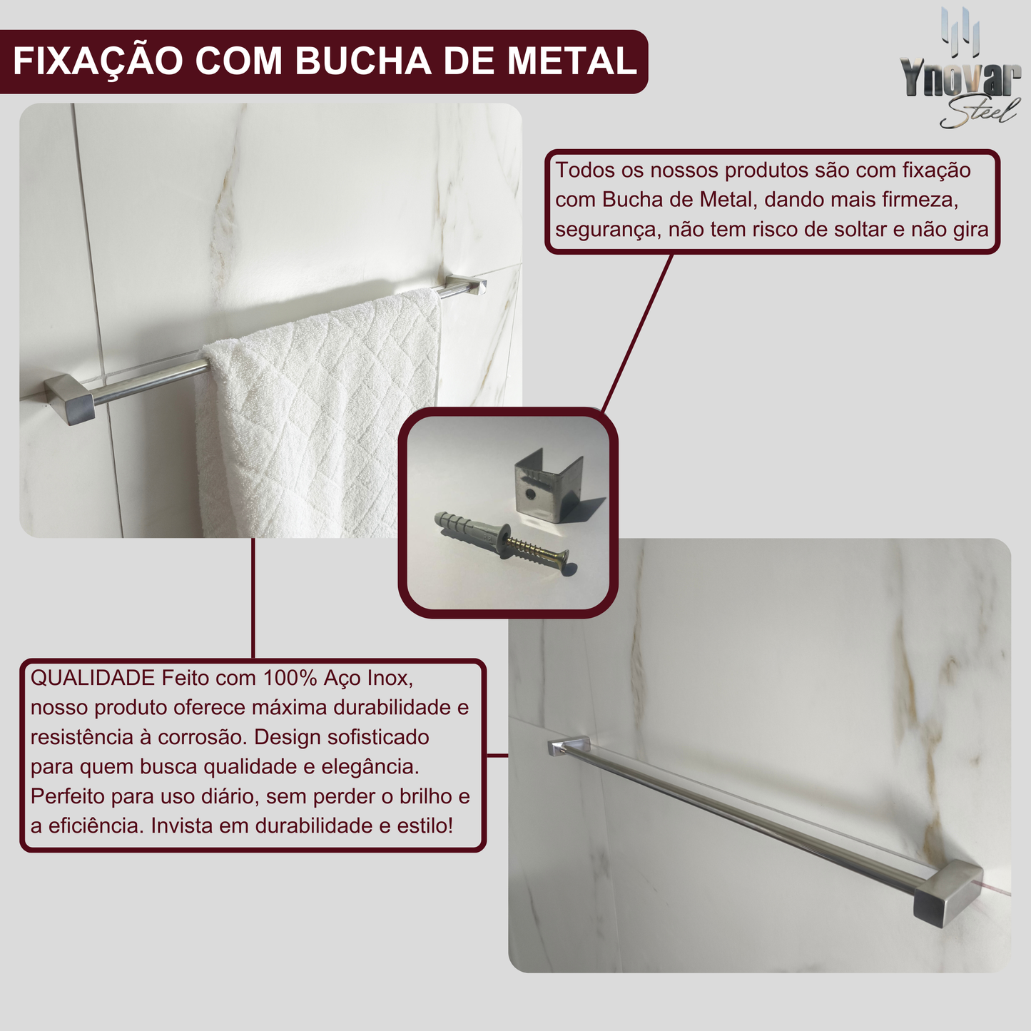 Toalheiro 60cm Aço Inox Linha Leblon LT-60