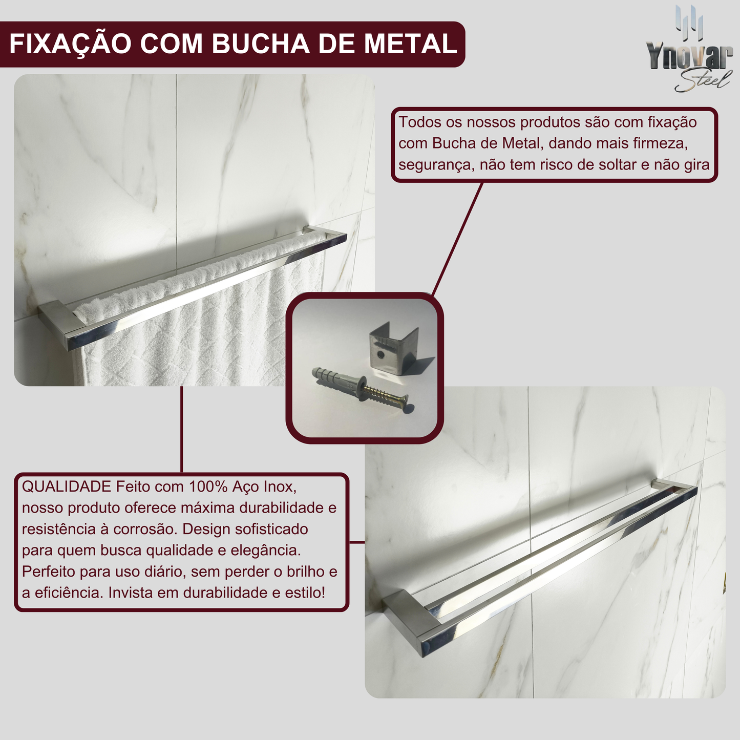 Toalheiro Duplo 1m Aço Inox Ipanema ITD-1M