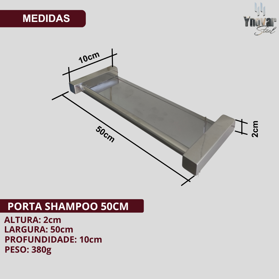 Porta Shampoo [50cm] Aço Inox Linha Leblon LPS-50
