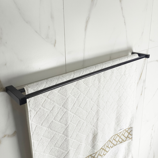 Toalheiro Duplo 70cm Aço Inox Leblon Preto Fosco LTDPF-70