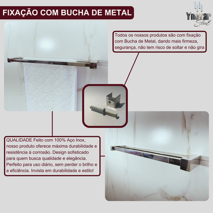 Toalheiro Duplo 50cm Aço Inox Ynovare Premium YTD-50