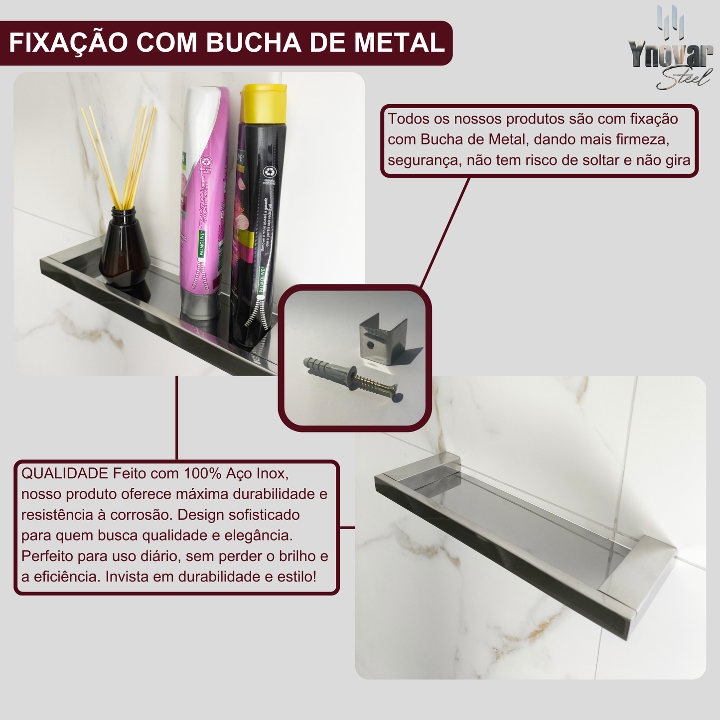 Porta Shampoo [40cm] Aço Inox Linha Ipanema IPS-40