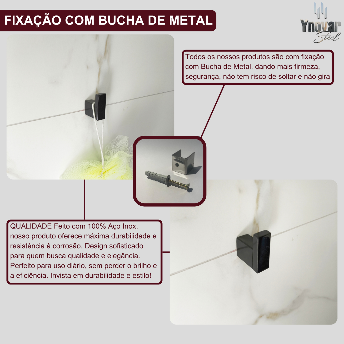 Cabide Para Toalha [gancho] Aço Inox Preto Fosco ILCPF