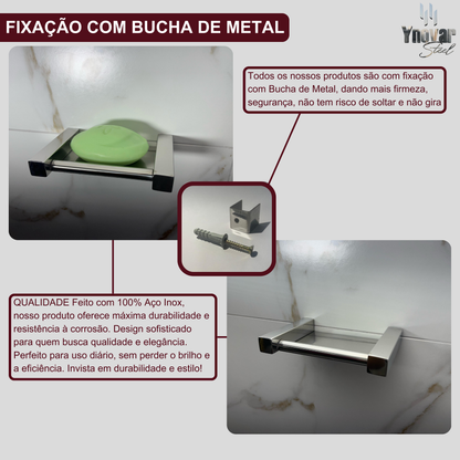 Saboneteira Linha Leblon Preto Fosco Aço Inox LS
