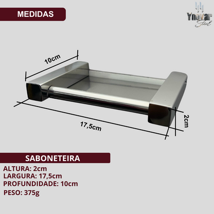 Saboneteira Linha Leblon Preto Fosco Aço Inox LS