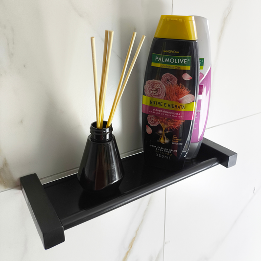 Porta Shampoo [30cm] Aço Inox Linha Leblon Preto Fosco LPSPF-30